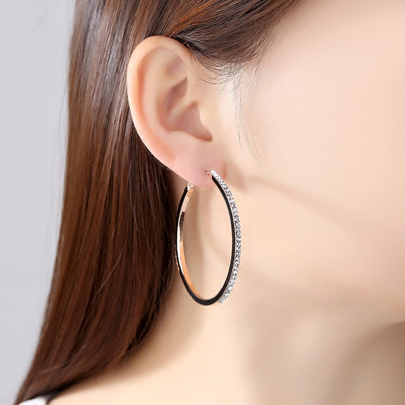 Bông Tai Mạ Bạc 925 Hình Tròn Lớn Đơn Giản Cá Tính Dành Cho Nữ