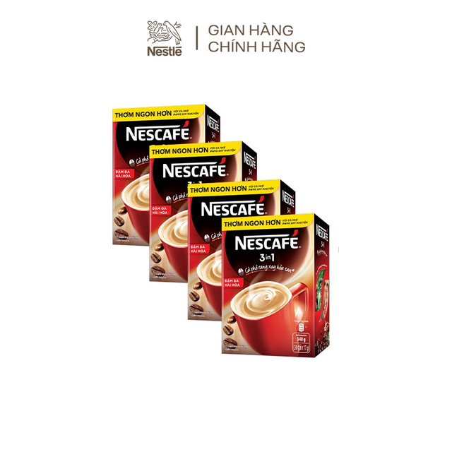 Combo 4 hộp Nescafé 3in1 cà phê rang xay hòa tan đậm đà hài hòa (Hộp 20 gói x 17g) | BigBuy360 - bigbuy360.vn