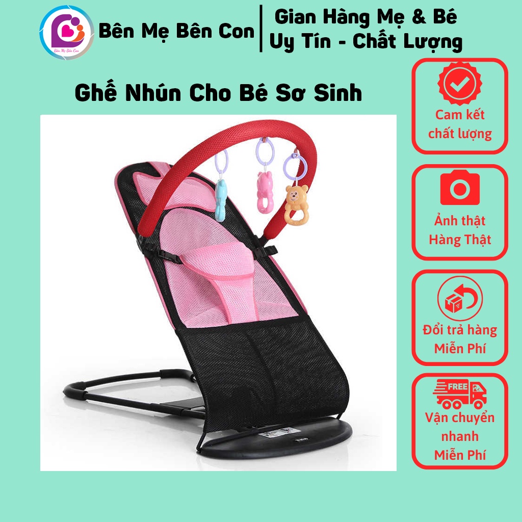 Ghế nhún cho bé có thanh treo và đồ chơi bền đẹp dễ thương