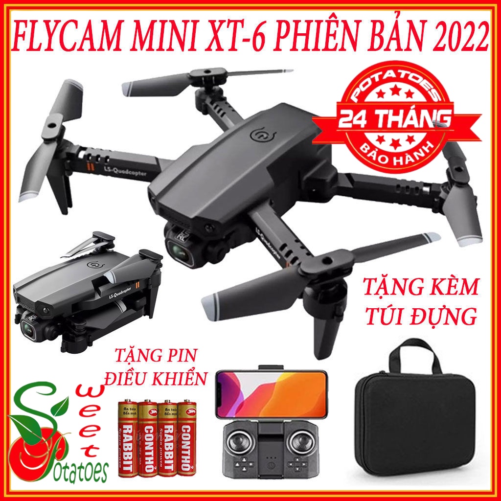 Drone camer mini giá rẻ XT6 - Máy bay điều khiển từ xa 4 cánh - Drone camera 4k - Flycam có camera - Fly cam giá rẻ