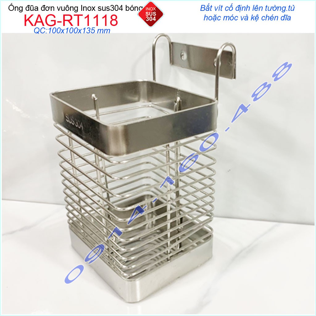 Ống đũa đơn KAG-RT1118, ống đựng đũa nhà bếp Inox SUS304 siêu bền giá tốt sử dụng tốt