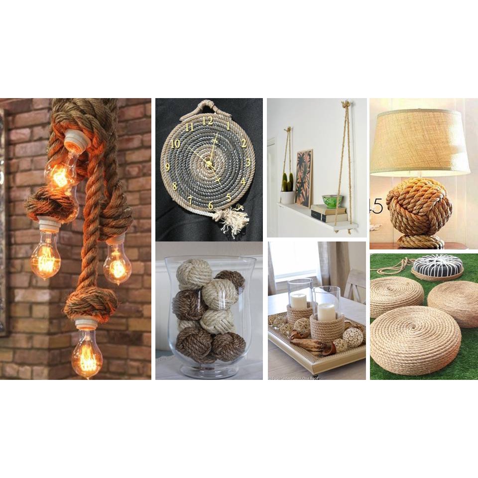 Size 4mm - cuộn 10 mét dây đay, dây gai, dây thừng trang trí nhà cửa, làm đồ handmade, túi xách, bình hoa...