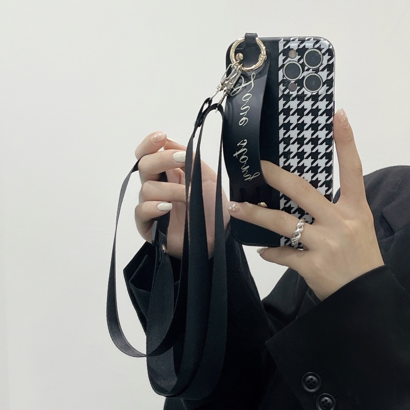 Ốp Điện Thoại Chống Rơi Họa Tiết Kẻ Sọc Kèm Dây Đeo Dành Cho iPhone 13 12 11 Pro Max Plus