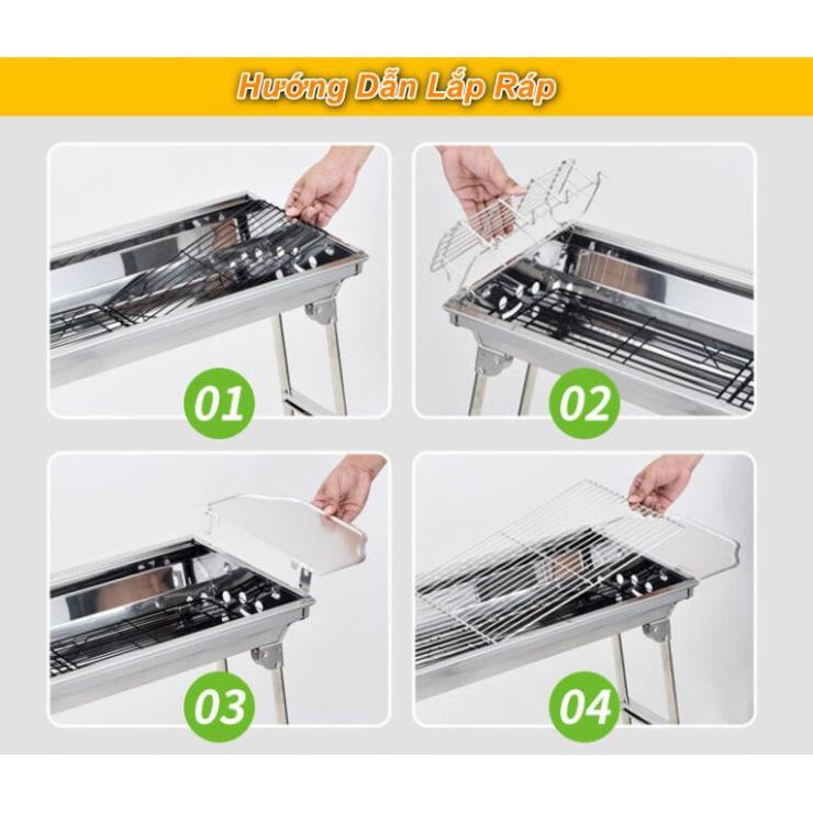 [ Home & Garden ] Lò nướng than inox ngoài trời BBQ Full Set (73 x 33 x 71)cm