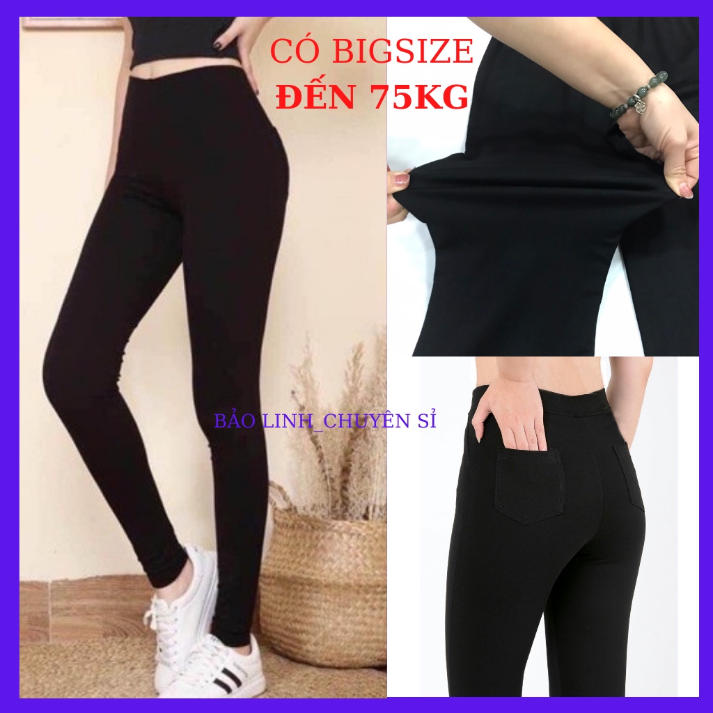 Quần legging nữ BIGSIZE  dài lưng cao xuất Hàn tôn dáng, gel bụng cạp cao bản to