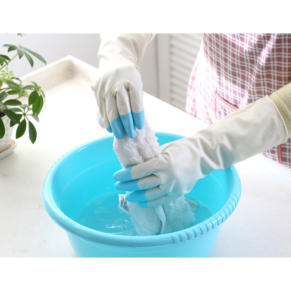 Găng Tay Rửa Bát Cao Su G3 - Đầu Ngón Tay Phủ 2 Lớp - Bao Tay Rửa Chén Nhà Bếp