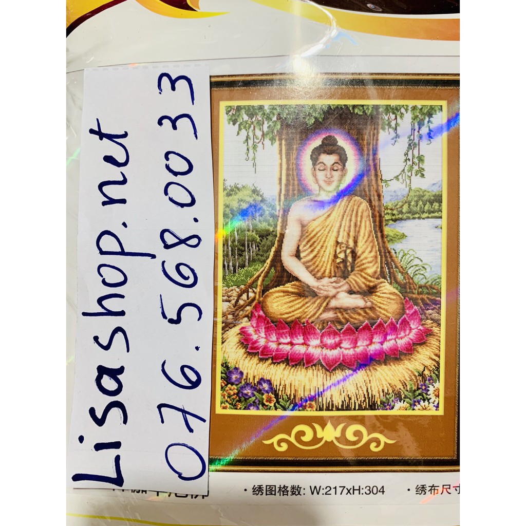 Tranh thêu chữ thập phật thích ca 60x80cm chưa thêu 29459