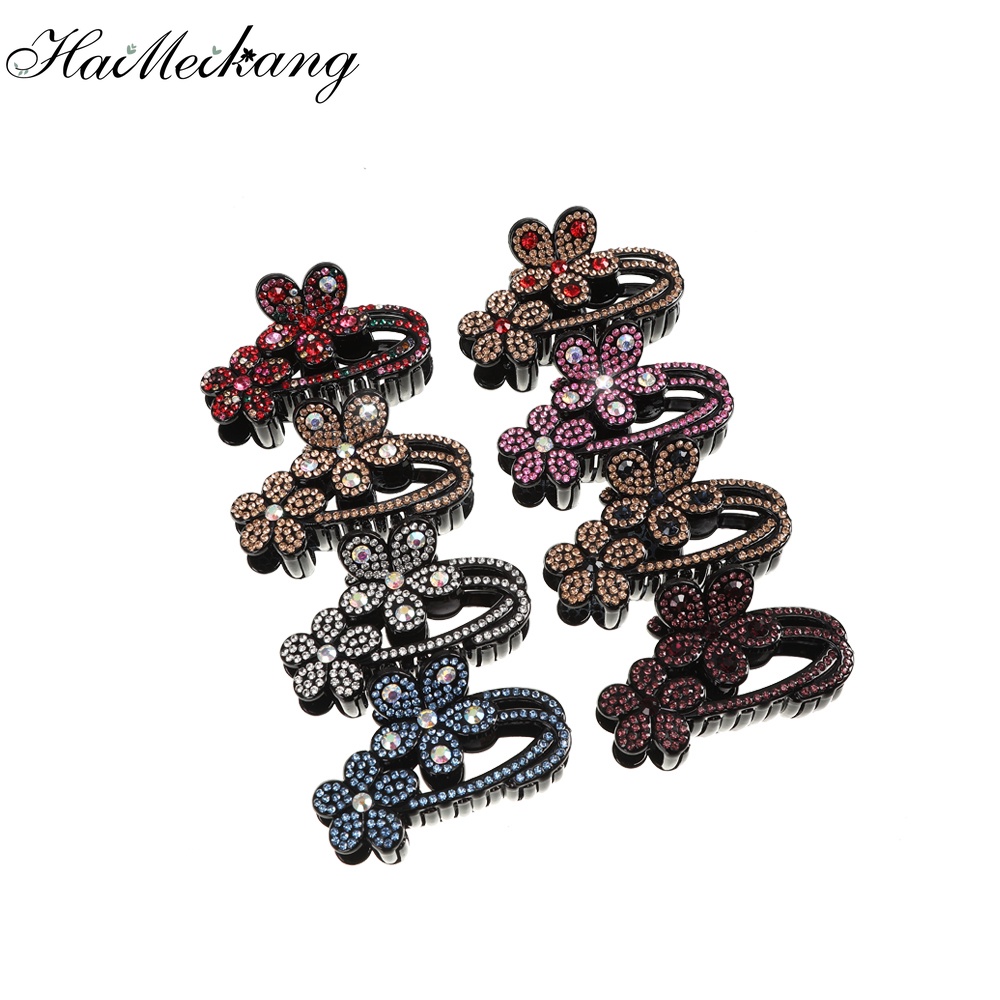 Kẹp tóc HAIMEIKANG hình bông hoa đính đá phong cách Hàn Quốc thời trang cho nữ