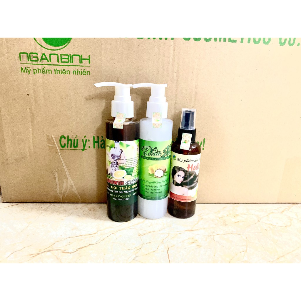 Combo Dầu Gội Bồ Kết Hương Nhu Vỏ Bưởi và Dầu Xả Sữa Dừa Hoa Bưởi chống rụng tóc, kích mọc tóc làm dày và dài tóc