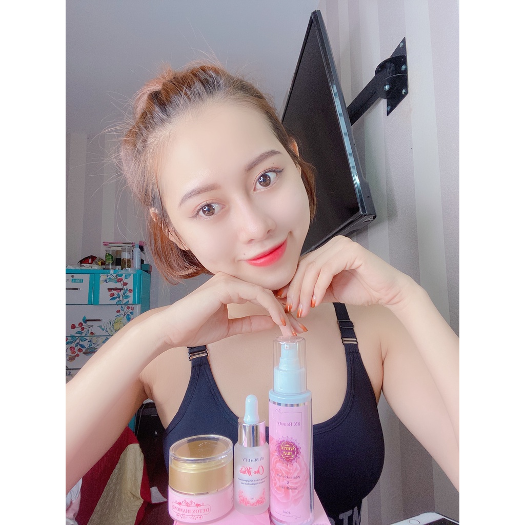 Combo Thải Chì, Kích Trắng, Khóa Trắng 8x Beauty Detox Diamond 30ml, Ủ Sâm White 3 Day 80ml, Tinh Chất One White 15ml