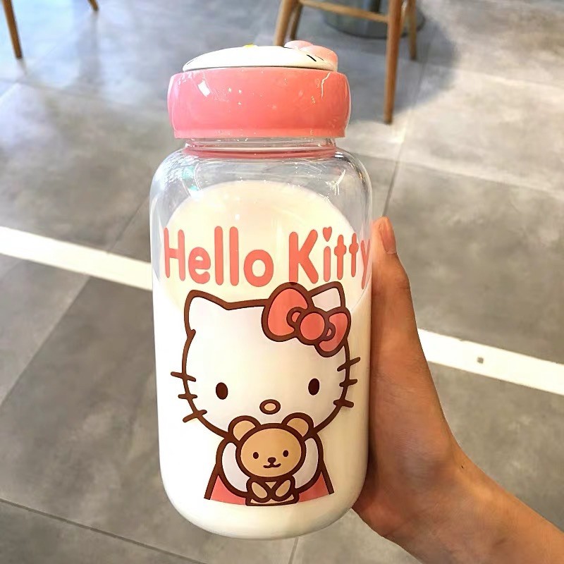 Bình Nước Doraemon, Bình Nước Hello Kitty Kèm Túi 600ML Cực Xinh