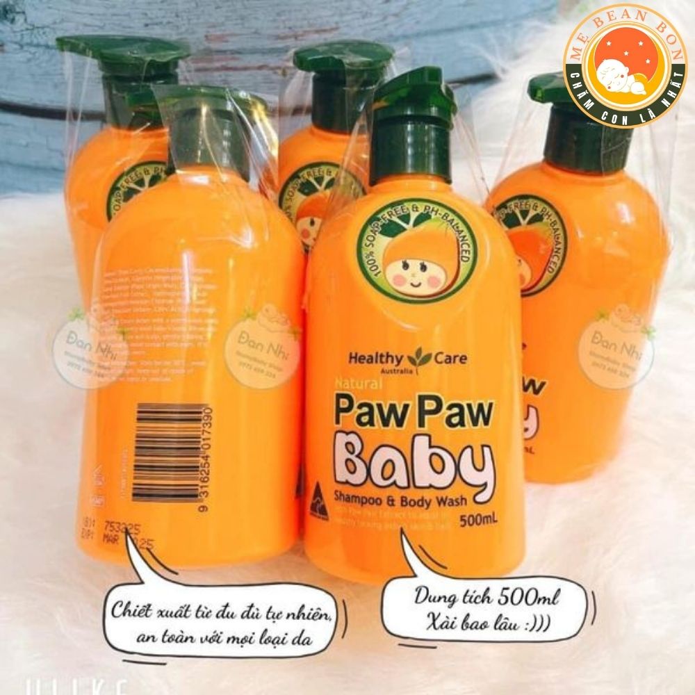 Sữa tắm gội Paw Paw Baby Healthy Care 500ml của Úc chiếc xuất từ đu đủ cho trẻ