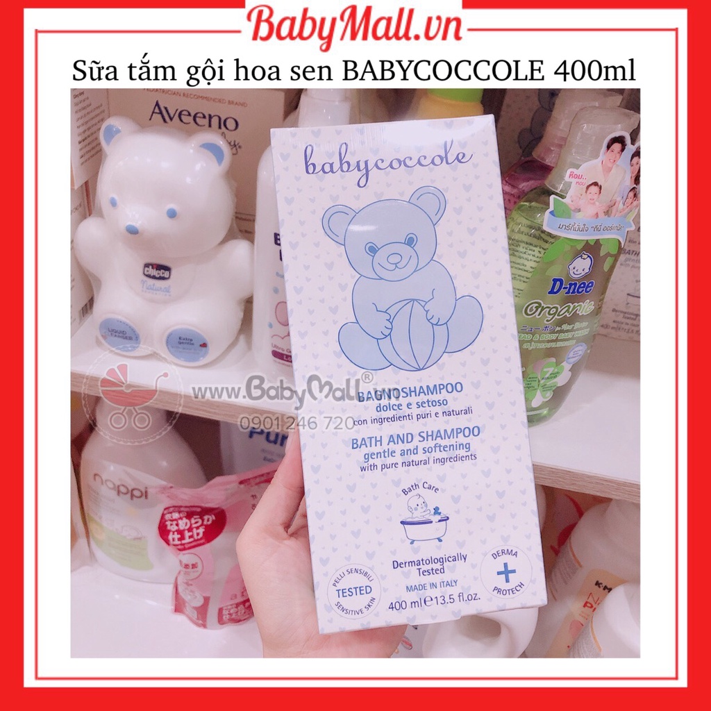 Sữa tắm gội cho bé Babycoccole 0M+ an toàn cho trẻ sơ sinh &amp; em bé chiết xuất hoa sen 400ml