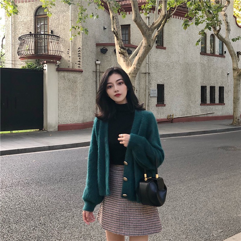 Áo khoác Cardigan dệt kim cổ chữ V form rộng phong cách Hàn Quốc | BigBuy360 - bigbuy360.vn