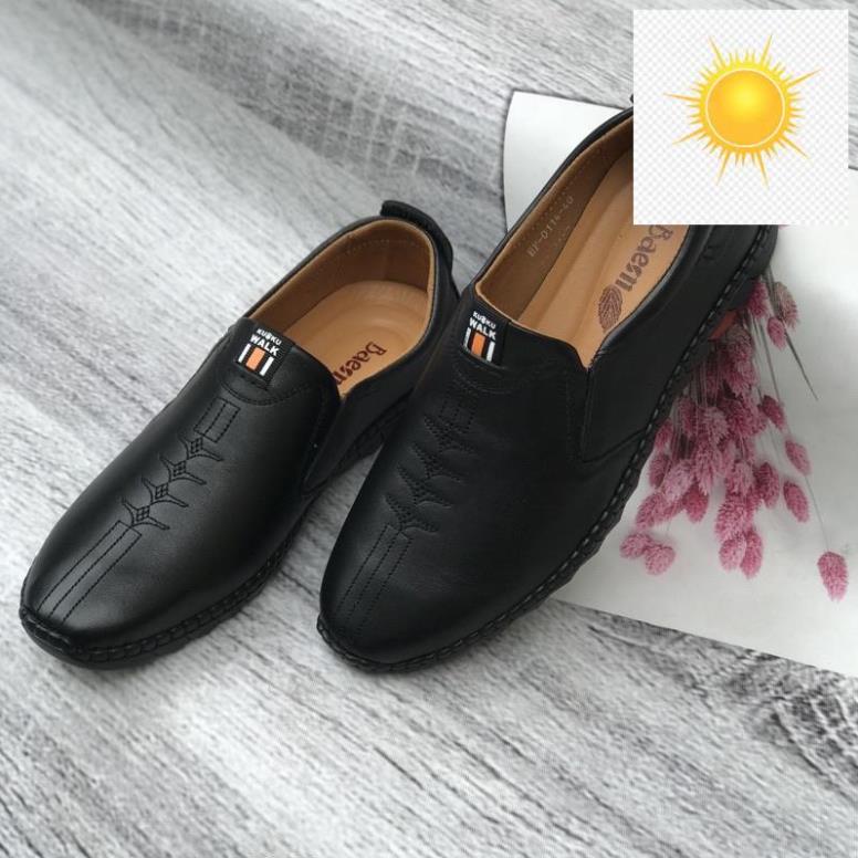 🤺 GIÀY DA SLIP ON GL03, DA THẬT 100%, ĐẾ CAO SU ÊM DẺO, BẢO HÀNH 12 THÁNG 🤺
