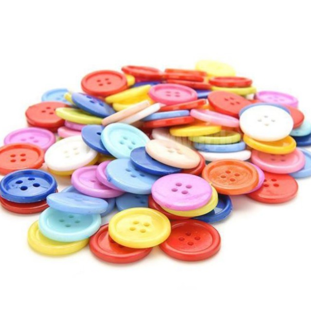 Set 100 Cúc Áo Tròn Bằng Nhựa 3 Kích Cỡ Dành Cho Bé Làm Đồ Thủ Công