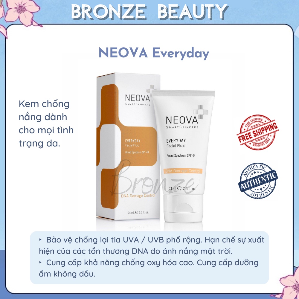 Kem chống nắng bảo vệ da toàn diện NEOVA Everyday (Facial Fluid / Broad Spectrum SPF 44) giúp dưỡng ẩm và bảo vệ da