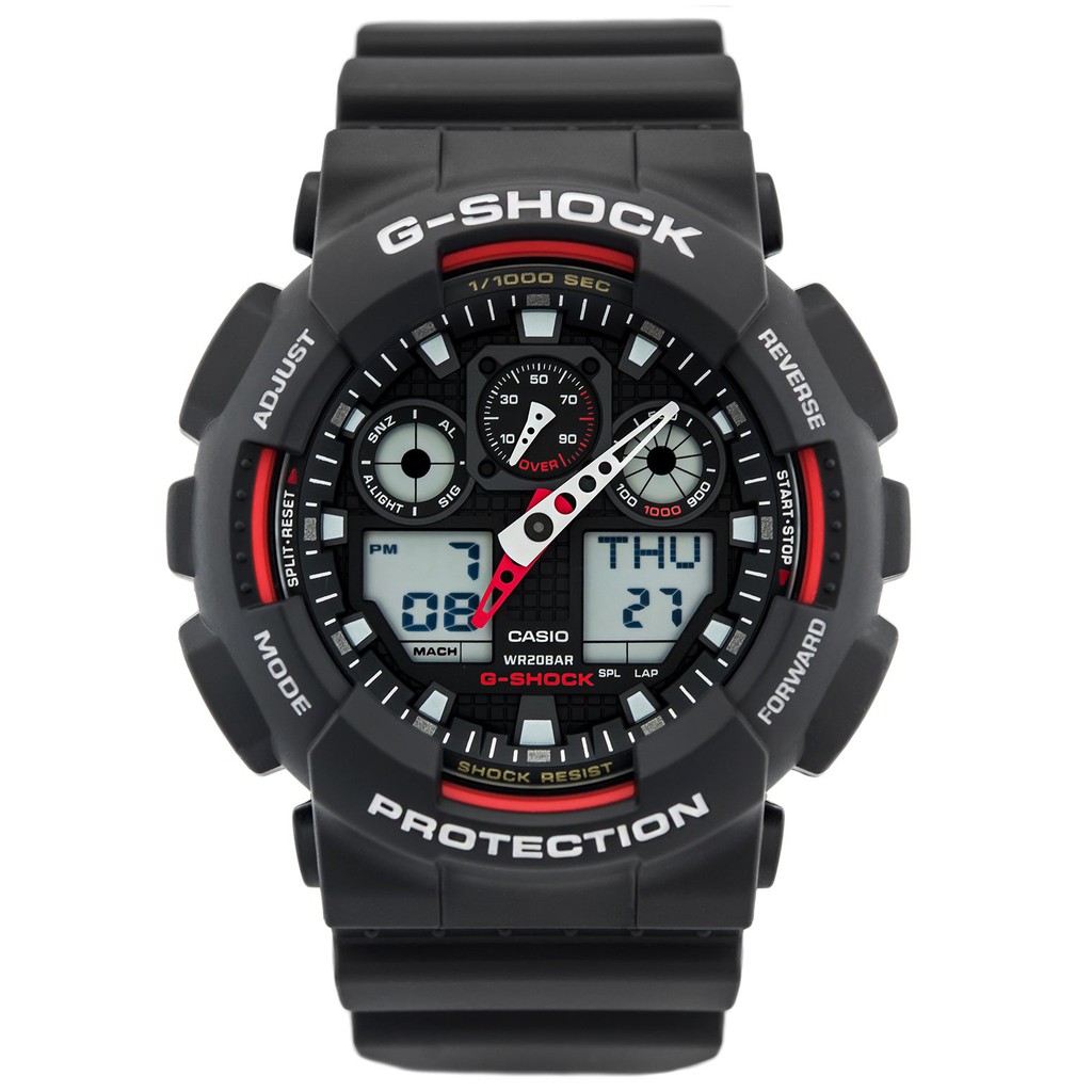 Đồng hồ nam dây nhựa Casio G-Shock chính hãng GA-100-1A4DR (52mm) - bảo hành 5 năm