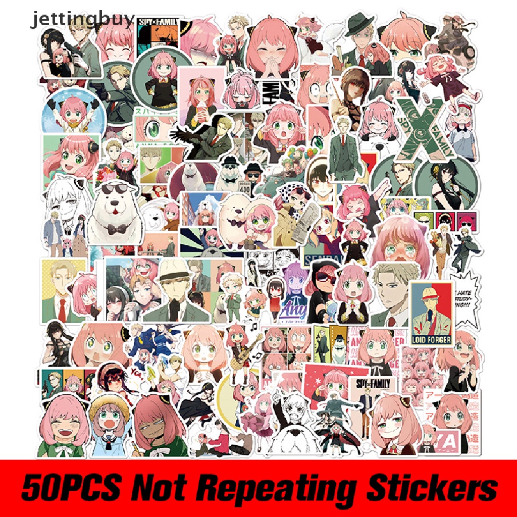 Set 50 nhãn dán JETTING hình nhân vật anime SPY x FAMILY trang trí tiện dụng