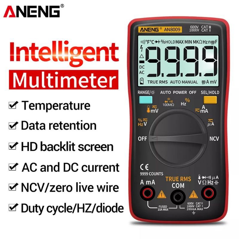 Đồng hồ vạn năng kỹ thuật số ANENG AN8009 chính hãng nhiều chức năng