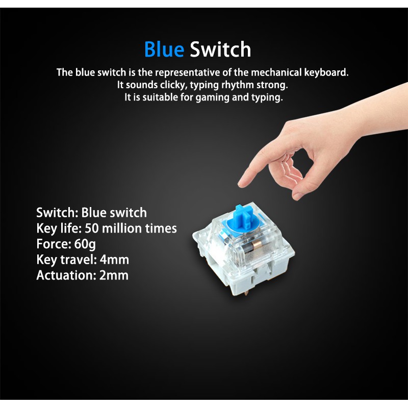 Bàn phím cơ chuyên game Blue Switch Bosston MK912 / MK912A / VM01 / KL-95 - nhiều chế độ đèn Led (Đen)