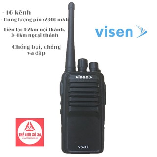 Bộ đàm Visen VS-X7 CHỐNG BỤI, CHỐNG VA ĐẬP, đàm thoại 1-2km nội thành, 3-4km ngoại thành- BẢO HÀNH 5 NĂM