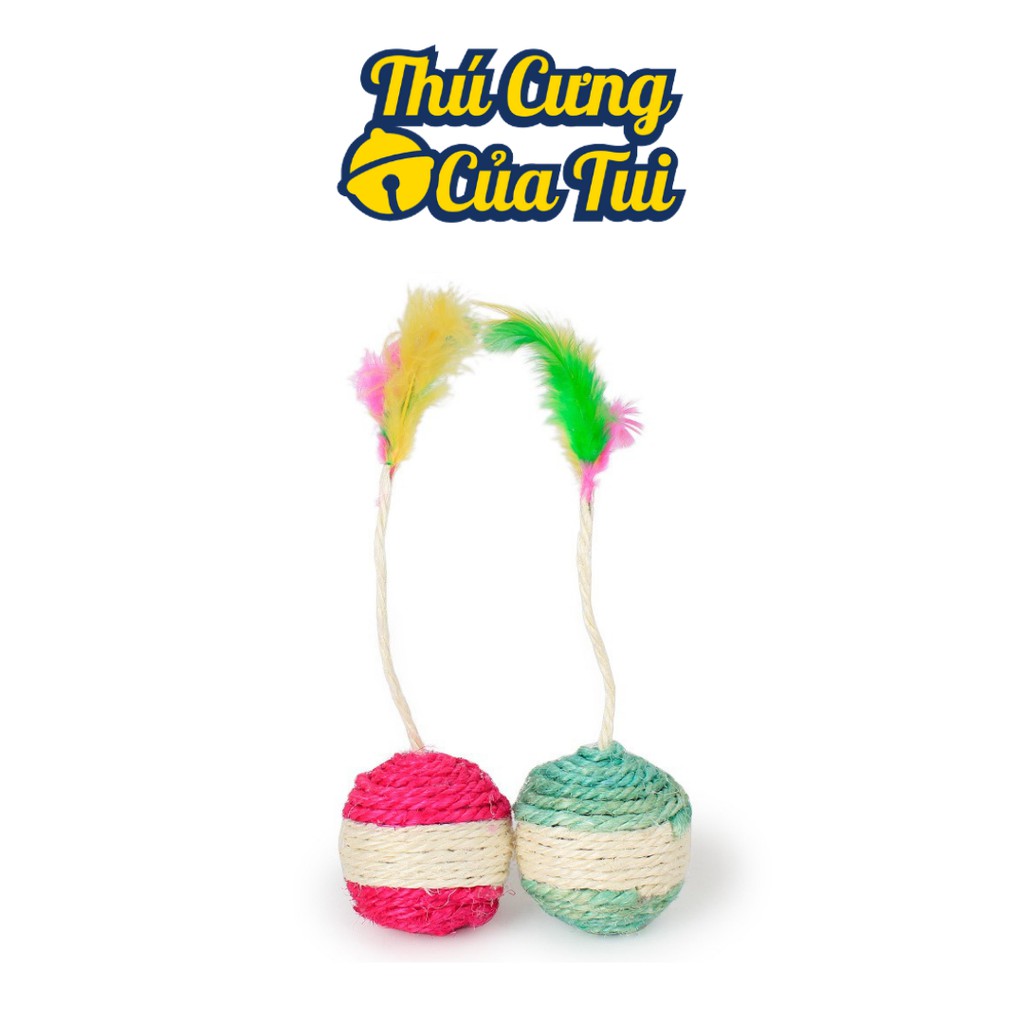 Bóng Đồ Chơi Dây Thừng Có Lông Vũ Cho Thú Cưng Chó Mèo - Thú Cưng Của Tui