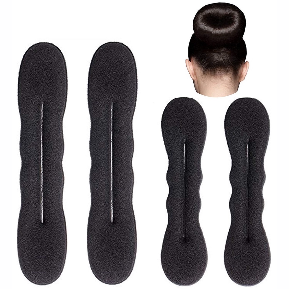 Multi Size Sponge Black Hair Styling Donut Bun Curler Maker Ring Magic Foam Donut Twist DIY Tools Hair Clip 17.5cm and 22.5cm