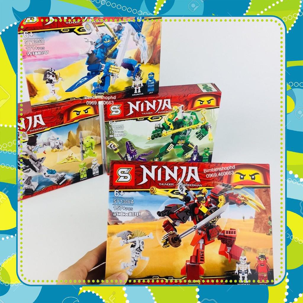 [Đồ Chơi Giá Rẻ] Ninjago Chiến Binh Ninja Robot Chiến đấu Siêu Đẹp. Lego Xếp hình Siêu Nhân cho bé trai ( Combo 4 Hộp )