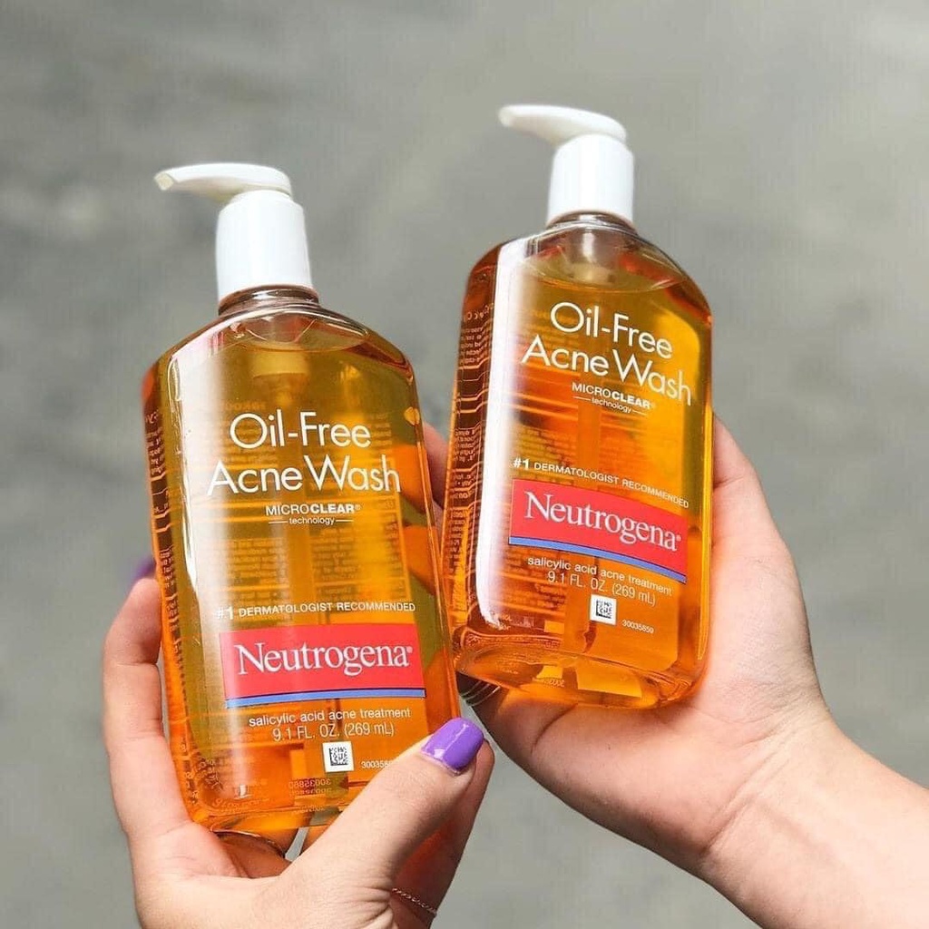 Sữa Rửa Mặt Neutrogena Oil Free Làm Sạch Sâu Kiểm Soát Bã Nhờn Acne Wash USA - 269ml
