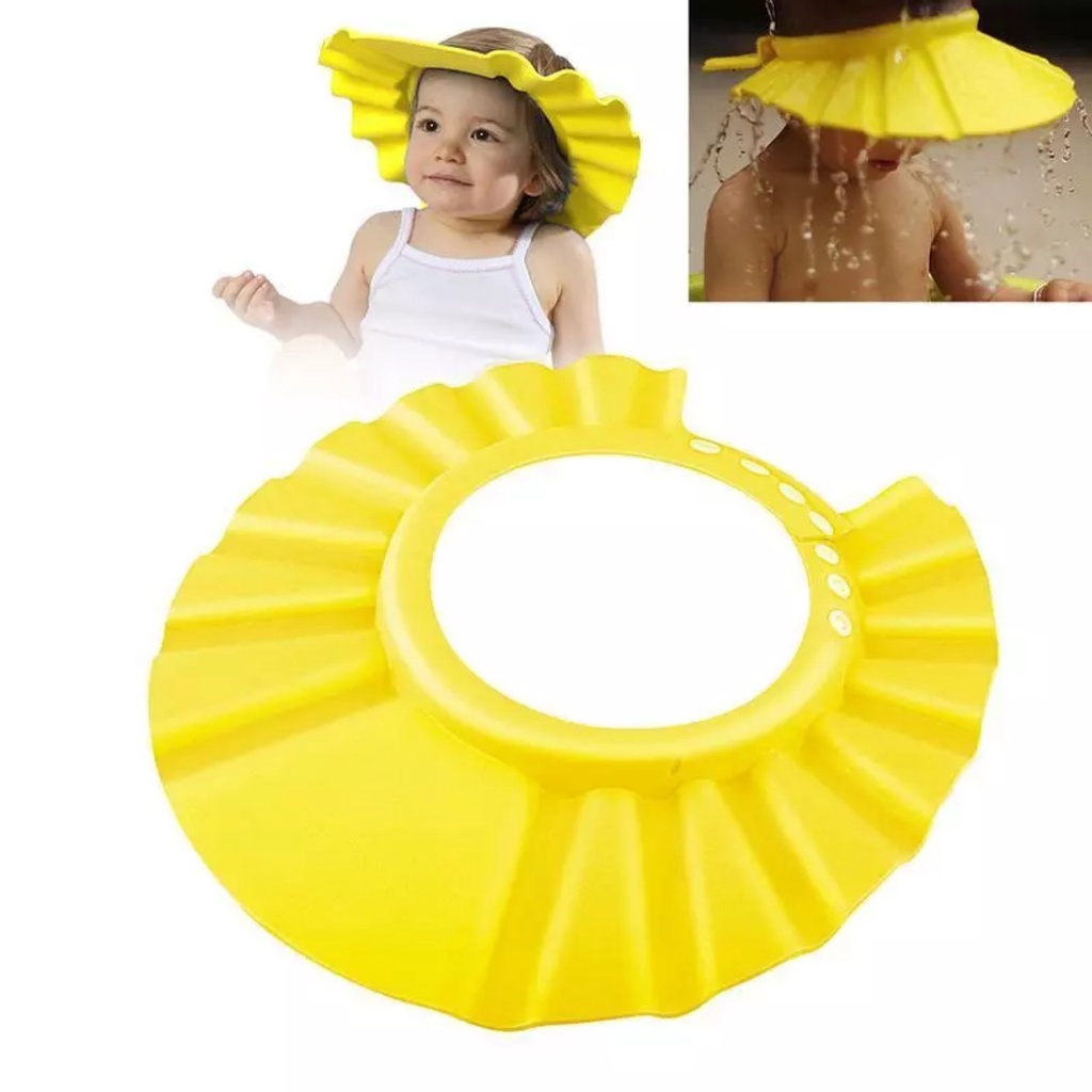 Mũ tắm chắn nước gội đầu, che nắng, nón tắm cho bé có điều chỉnh vòng đầu