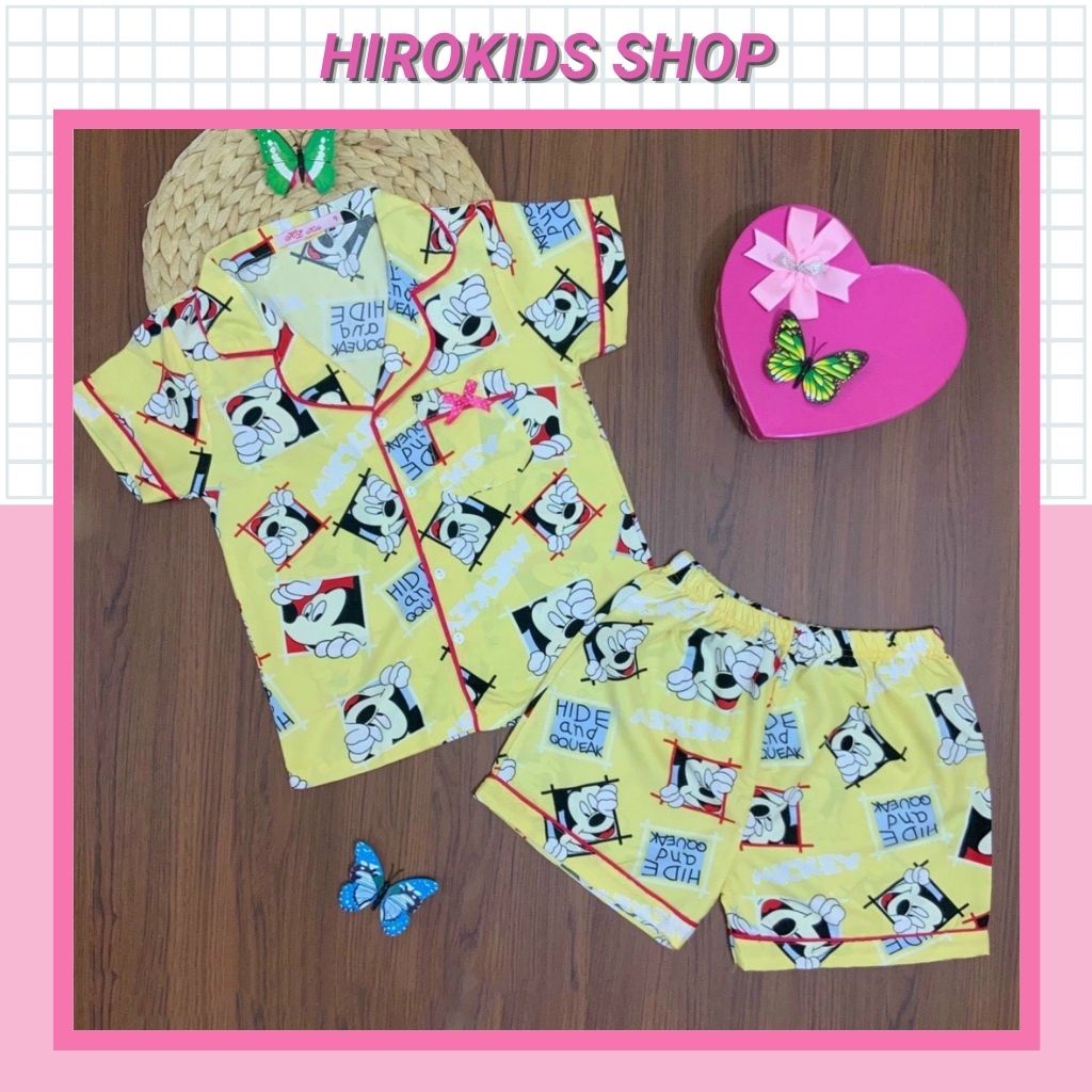 Bộ đồ pyjama rời tay ngắn quần ngắn họa tiết dễ thương cho bé (10-28kg) - Hirokids