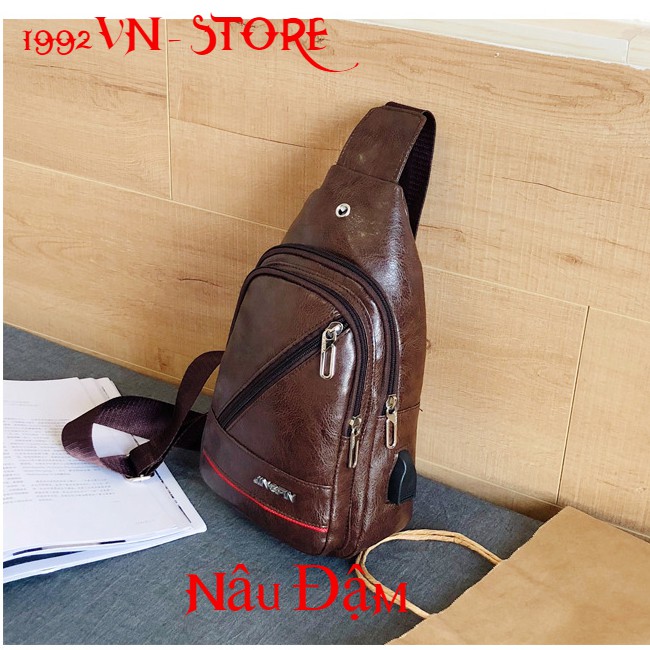 túi đeo chéo nam 🎁 FREESHIP 🎁 Túi Đeo Chéo Da Nam - Nữ Thời Trang Phong Cách Hàn Quốc Có Cổng Sạc Điện Thoại - M17 | BigBuy360 - bigbuy360.vn