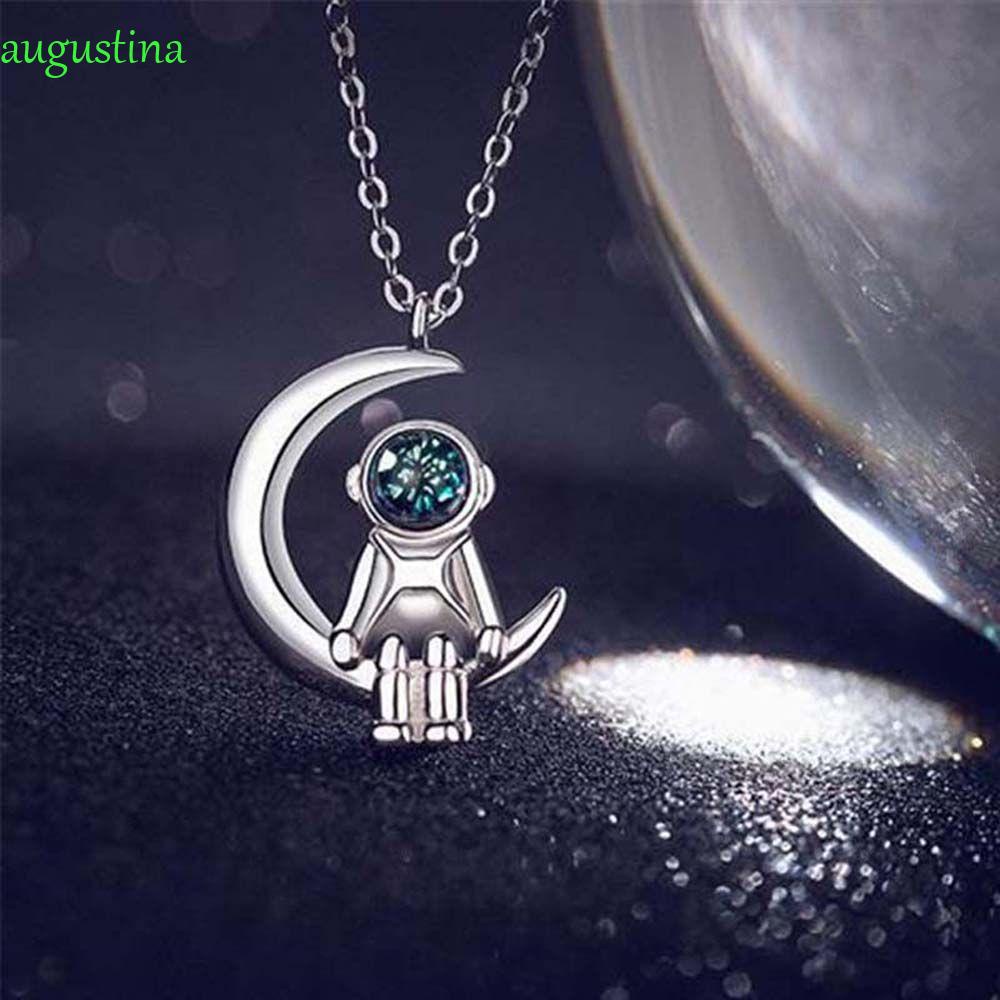 Dây chuyền cặp mặt hình phi hành gia mặt trăng thời trang Hàn Quốc