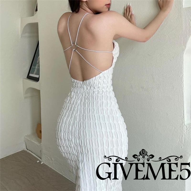 GIVEME-Women´s Modified Cheongsam Long Dress Solid Color Floral Decoration Halter Neck Off Shoulder Cutout Dress