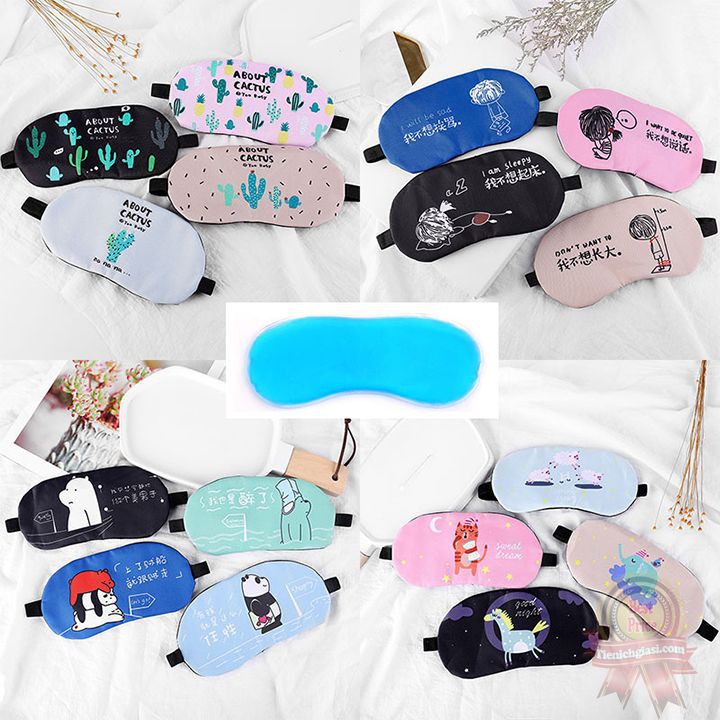 Miếng bịt mắt ngủ 3D có gel nước lạnh massage giảm thâm hoạt hình dễ thương | Che mắt cho bé người lớn đi làm du lịch