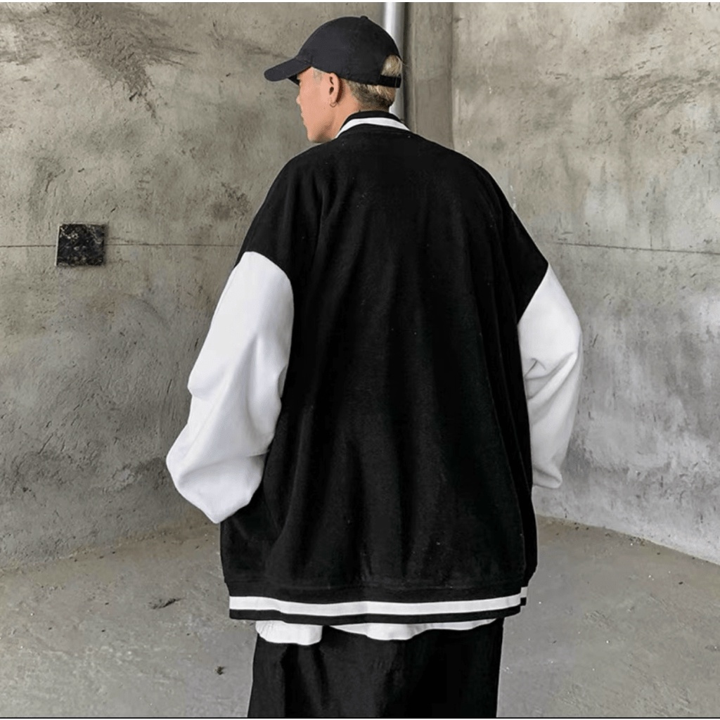 Áo Khoác Bomber Nam Chất Kaki in Chữ R Lớn Phối Cúc Kiểu Dáng Bóng Chày Thể Thao Form Rộng MẶc Thoải Mái [New Unisex]