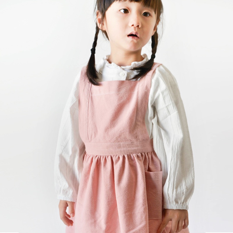 Tạp dề làm bánh bằng cotton tinh khiết và vải lanh phong cách Hàn Quốc dành cho trẻ em