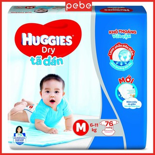 Bỉm Huggies Dán Size M76/L68/XL62/Xxl56