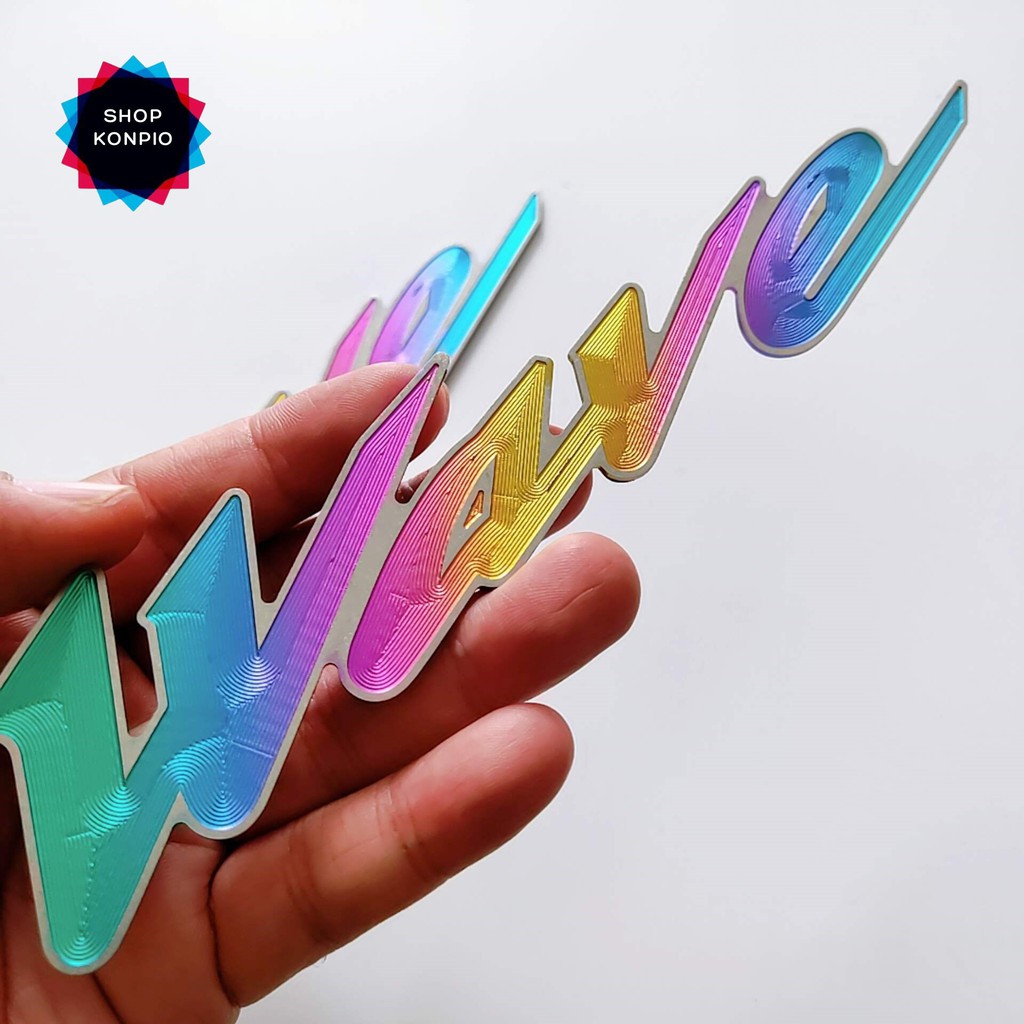 Cặp Tem Titan Chữ Wave Điện Phân Keo 3M Dán Xe Máy (Giá 1 Cặp)