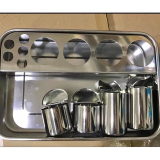 Khay inox 4 ống đựng dụng cụ y tế, spa phun xăm