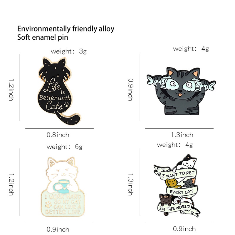 Ghim Cài Áo Tráng Men Hình Mèo / Cá Dễ Thương Làm Quà Tặng Cho Bé