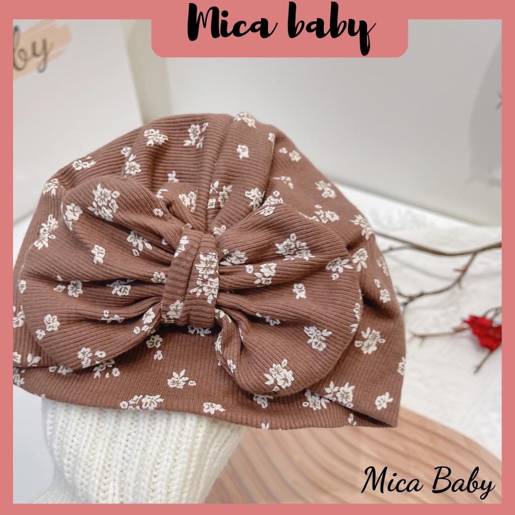 Mũ nón turban hoa nâu đáng yêu cho bé 6-10kg Mica baby MTB73