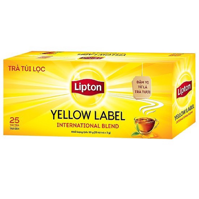 Hộp 25 gói Trà Lipton nhãn vàng 25x2g