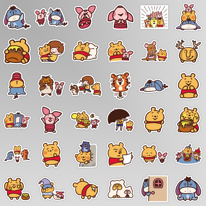 Bộ 40 miếng dán trang trí hình gấu hoạt hình đáng yêu