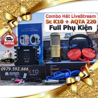 [GIÁ TỐT NHẤT] Combo Sound Card K10 + Micro AQTA 220 ( Đầy Đủ Phụ Kiện ) chất lượng