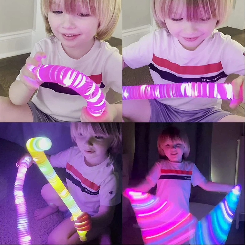 [Random Color] Đồ Chơi Ống Rút Có Đèn LED Phát Sáng Hình Ống Nước Phát Sáng Giảm Căng Thẳng Dành Cho Trẻ Em Người Lớn / Trẻ Em DIY