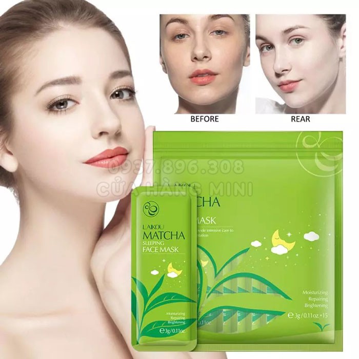 Mặt Nạ Ngủ Trà Xanh Laikou Matcha Sleeping Face Mask