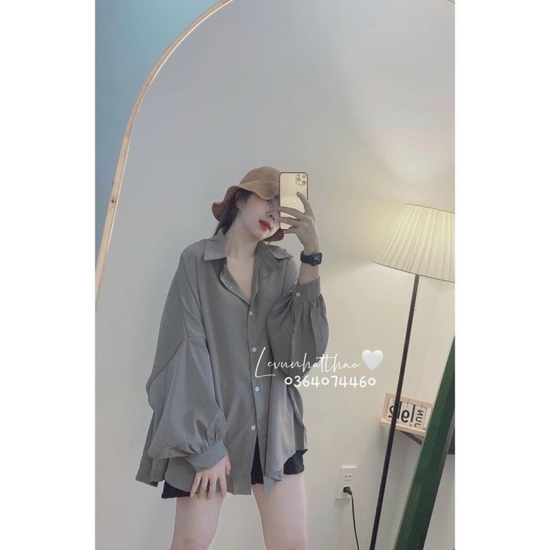 60-85KG A M BIGSIZE Áo sơ mi tay phồng chất lụa trượt MS120 cao cấp cho bé chubby