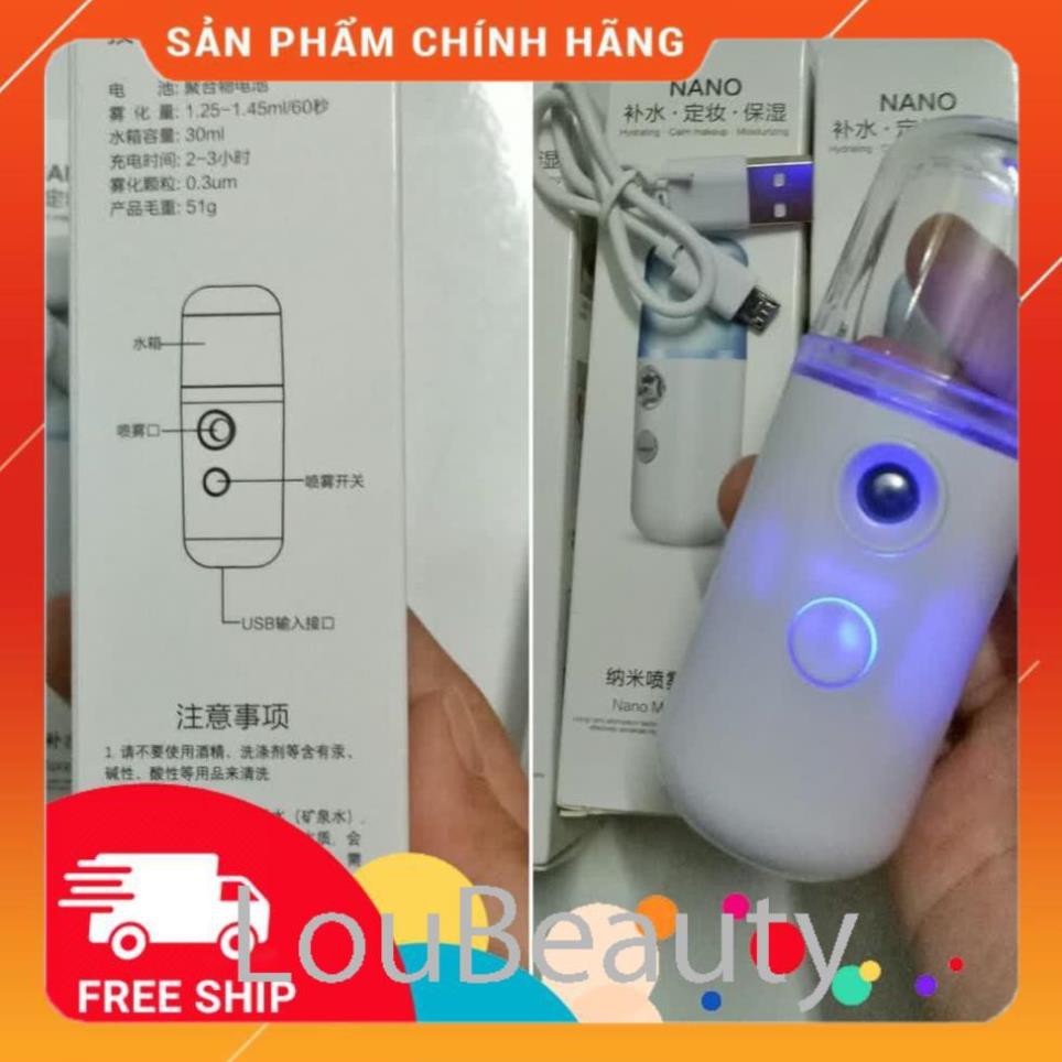 FS Máy Phun Sương Cầm Tay Xịt Khoáng MINI NANO Chính Hãng - Bản Full Phụ Kiện Cáp Sạc